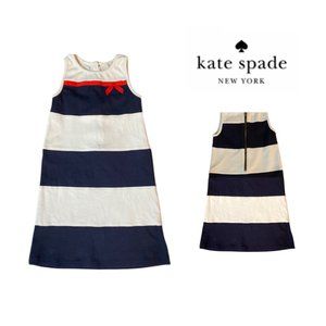 Kate Spade Blue and White Big Stripes with Red Ribbon Mini Girl Dress (4y/o)
